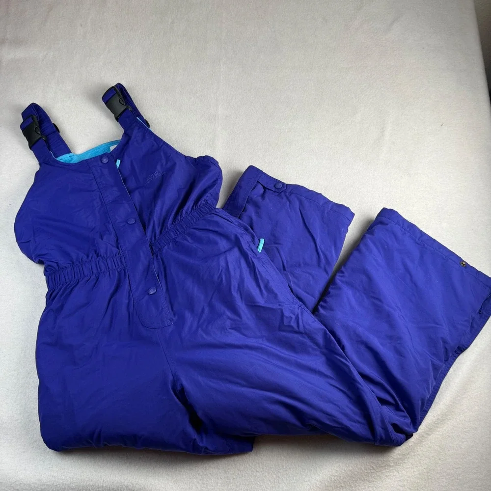 LL Kids L.L. Bean Purple Insulated Snow Bibs Girls Large 14-16 OCY94 Ski Pants